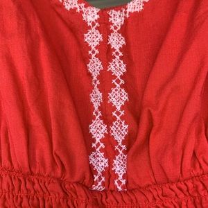 Embroidered** Sunny Red Summer Dress